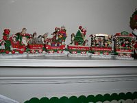 A train with beagles, elves and Santa